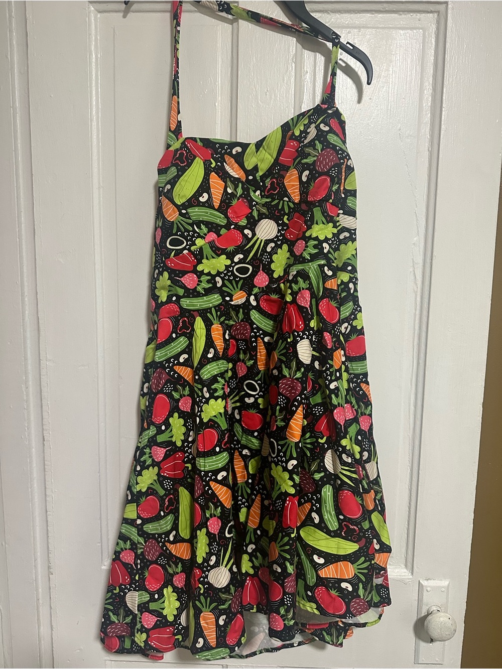 Women’s Black Dress with Cute Vegetable Print